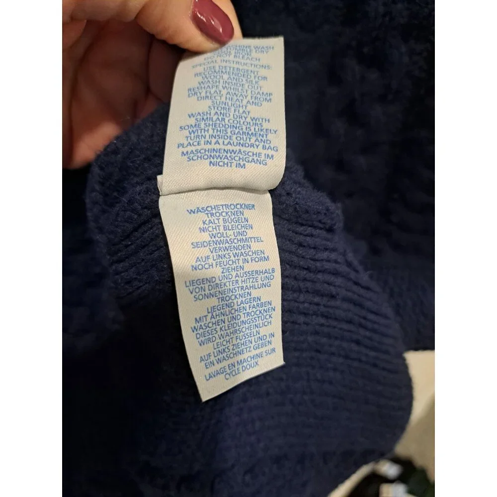 Boden Size 16 Cable Knit Sweater Black & Blue Wool/Alpaca Blend Warm Winter - Picture 6 of 9